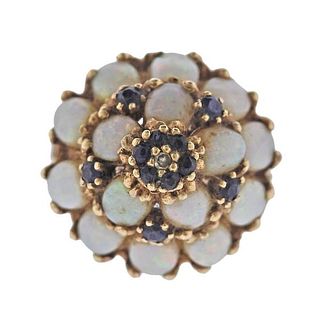 Vintage 14K Gold Opal Sapphire Ring