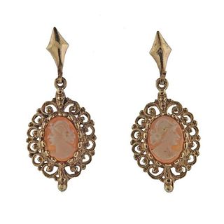 Antique 14k Gold Cameo Earrings