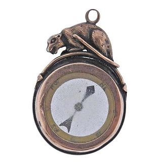 Antique Gold Rat Compass Pendant