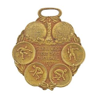 Lambert Art Nouveau 1913 Sunday World Field Medal Pendant