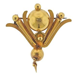 Antique Victorian 14k Gold Locket Brooch Pin