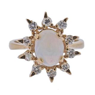 18K Gold Diamond Opal Ring