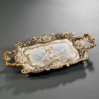 Porcelain and Champleve Tray
