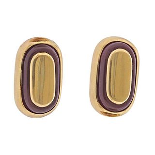 18k  Gold Carnelian Earrings