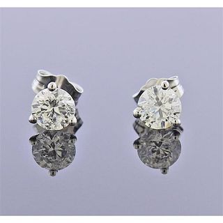 IGI Certified 14K Gold 1.04ctw Diamond Stud Earrings