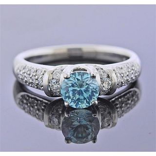 Platinum Diamond Zircon Ring