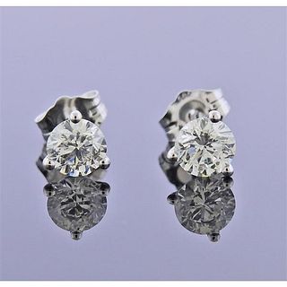IGI Certified 14K Gold 0.98ctw Diamond Stud Earrings
