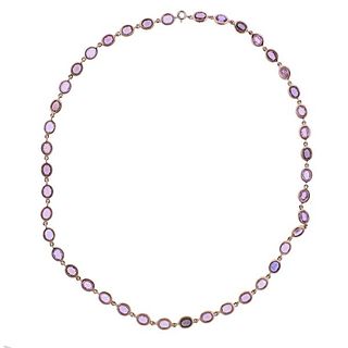 18K Gold Multi Sapphire By The Yard Necklace
