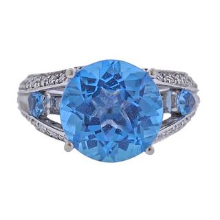14k Gold Diamond Blue Quartz Ring
