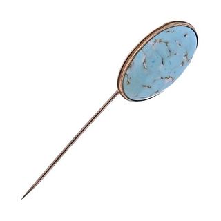 Antique Gold Turquoise Stick Pin