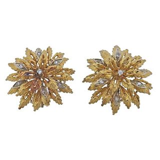 1960s 18K Gold Diamond  Earrings