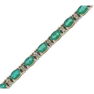 14K Gold Diamond Emerald Bracelet