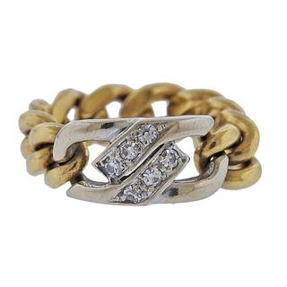 Pomellato 18k Gold Diamond Chain Link Ring