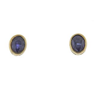 Certified 1.25ctw Sapphire 14k Gold Stud Earrings