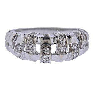 Tiffany &amp; Co Diamond 18K Gold Basket Weave Ring