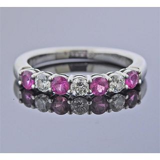 Tiffany &amp; Co Embrace Platinum Diamond Sapphire Band Ring