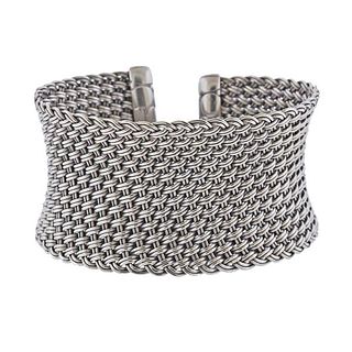 John Hardy Silver Wide Woven Cuff Bracelet