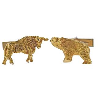14K Gold Bull &amp; Bear Cufflinks
