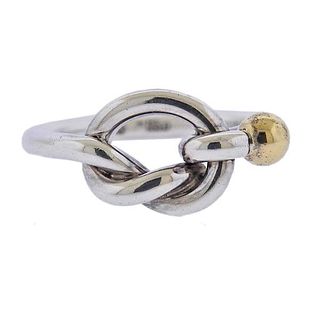 Tiffany &amp; Co Silver 18K Gold Love Knot Ring