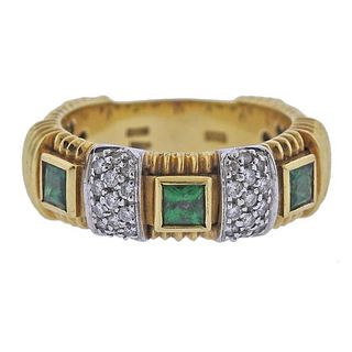 Roberto Coin Appassionata Square 18K Gold Tsavorite  Diamond Ring