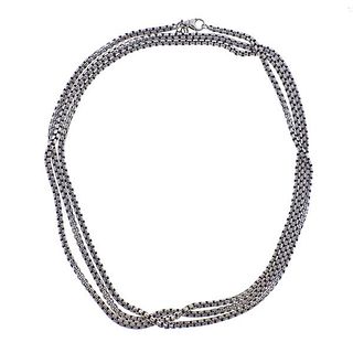 David Yurman Silver Long Box Chain Necklace