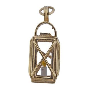 Vintage 14K Gold Lantern Enamel Charm Pendant