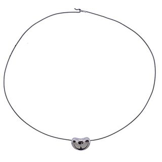 Tiffany &amp; Co Peretti Platinum Bean Slide Pendant Wire Necklace