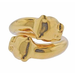 Itaor Italy Resin 18K Gold Panther Bypass Ring