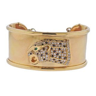 18k Gold Diamond Sapphire Emerald Panther Bracelet