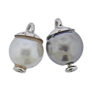 18K Gold Diamond Pearl Earring Pendants
