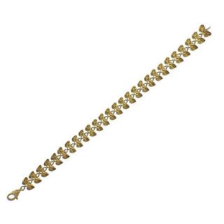 Italian 18K Gold Leaf Link Bracelet