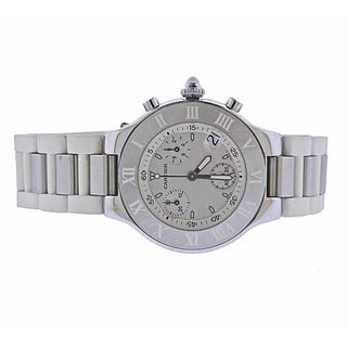 Cartier Chronoscaph 21 Steel White Rubber Watch W10184U2