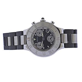 Cartier Chronoscaph 21 Black Rubber Steel Watch W10184U2