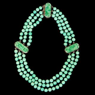 NO RESERVE, GREEN BEAD NECKLACE