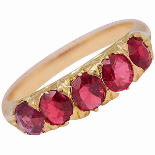 NO RESERVE, ANTIQUE RUBY 5-STONE RING