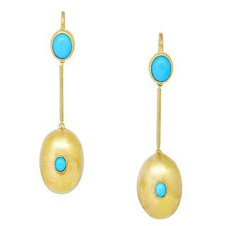 NO RESERVE, PAIR OF TURQUOISE DROP EARRINGS