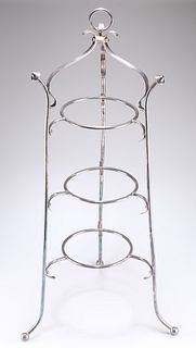 A LARGE EARLY 20TH CENTURY SILVER-PLATED COUNTER-TOP CAKESTAND, of tapering