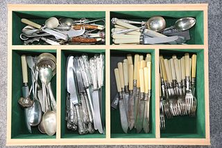 A LARGE QUANTITY OF SILVER-PLATED FLATWARE. (Qty)