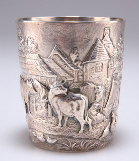 A GEORGE III SILVER BEAKER, by Robert Sharp, London 1798, later chased with