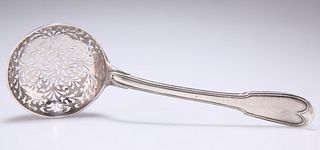 AN 18TH CENTURY FRENCH SILVER SUGAR SIFTING SPOON, Paris, marks indistinct,