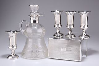 AN EDWARDIAN SILVER-MOUNTED ETCHED GLASS WHISKY JUG, by S Blanckensee & Son