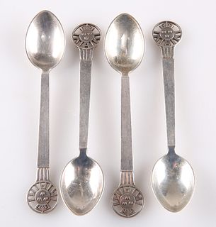 A SET OF FOUR DANISH STERLING SILVER COFFEE SPOONS, by Georg Jensen, each w