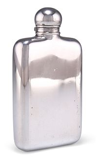 AN EDWARDIAN SILVER HIP FLASK, by Alfred Clark, London 1902, plain rounded 