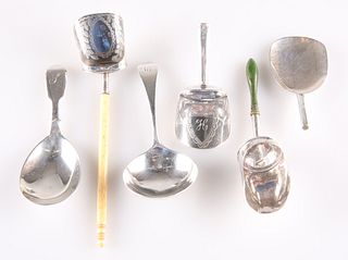 A COLLECTION OF GEORGIAN AND VICTORIAN SILVER CADDY SPOONS AND SHOVELS, inc