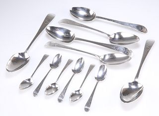 A COLLECTION OF SPOONS, comprising three George III Irish silver tablespoon