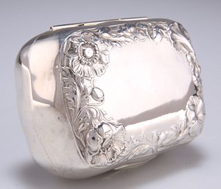 AN AMERICAN STERLING SILVER SOAP BOX, of rounded rectangular form, the hing