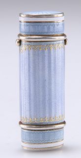 A SILVER AND ENAMEL LIPSTICK CASE, possibly Russian, early 20th Century, of