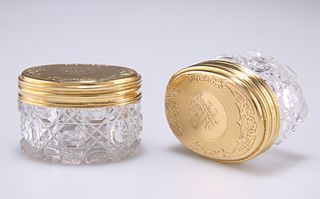 A PAIR OF VICTORIAN SILVER-GILT AND CUT-GLASS BOXES, by Charles & George As