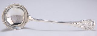 A GEORGE III SILVER SAUCE LADLE, maker RG, London 1788, the bowl shell-cast