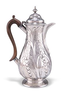 A GEORGE II PROVINCIAL SILVER HOT WATER JUG, by Isaac Cookson, Newcastle 17